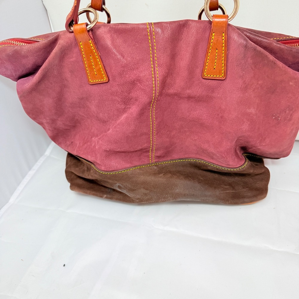 Dooney & Bourke Handbag Bundle Navy Suede Burgundy Leather Monogram Canvas 3pc - Picture 15 of 16